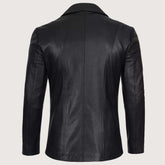 Men's Stylish Black Leather Blazer - Two Button